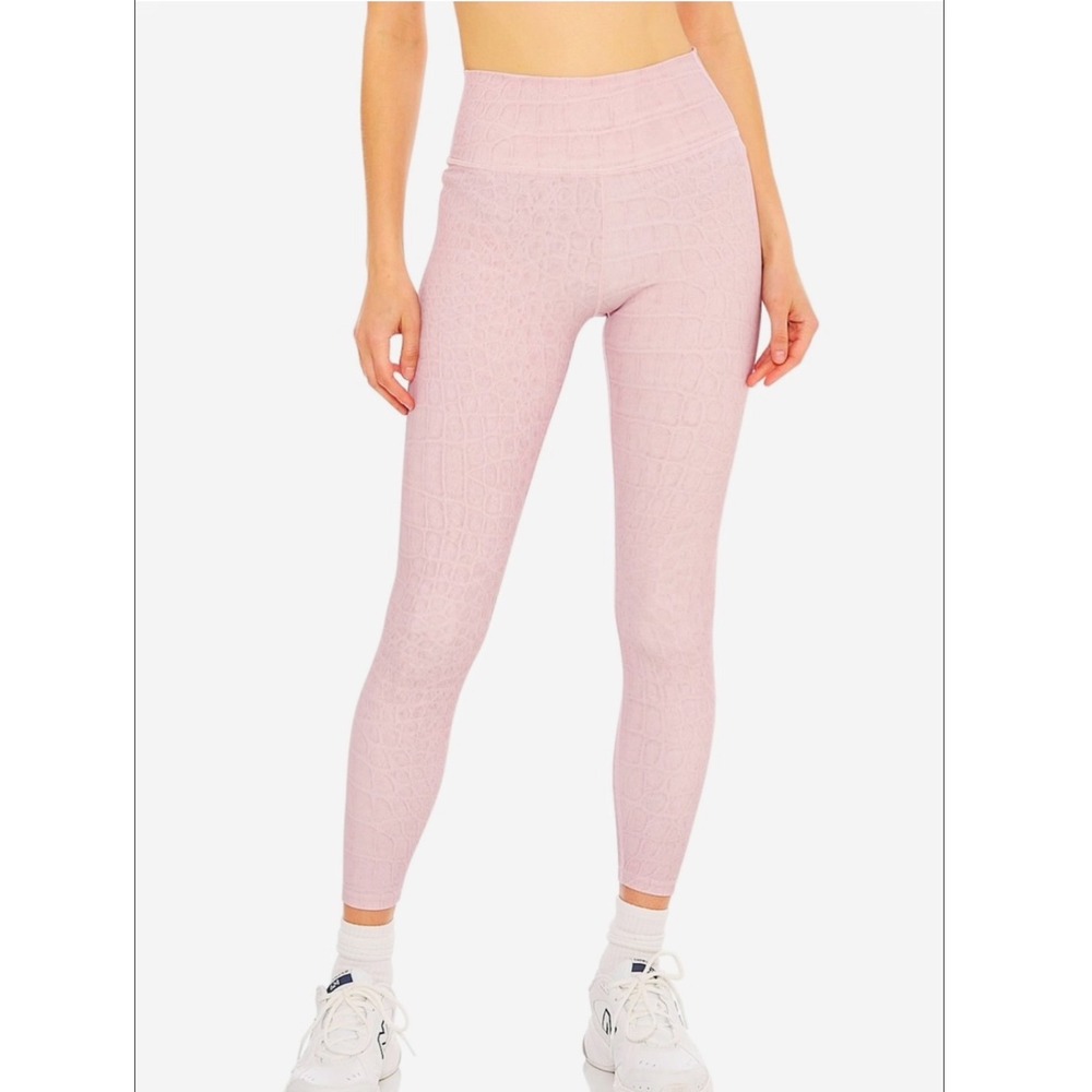 Varley Luna Legging Pink Croc Embossed‎ High Waist 7/8 Yoga Pants Size Small NWT